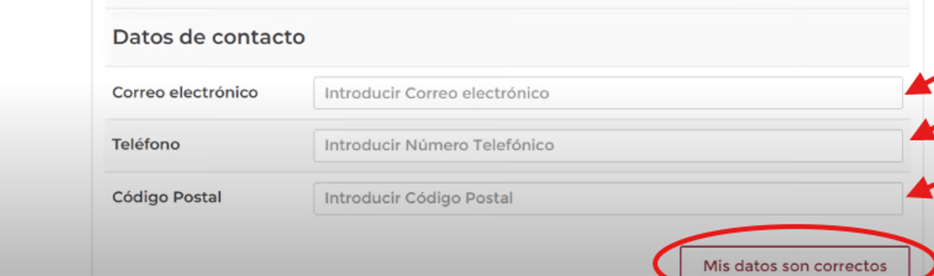 Confirmar datos auto americano