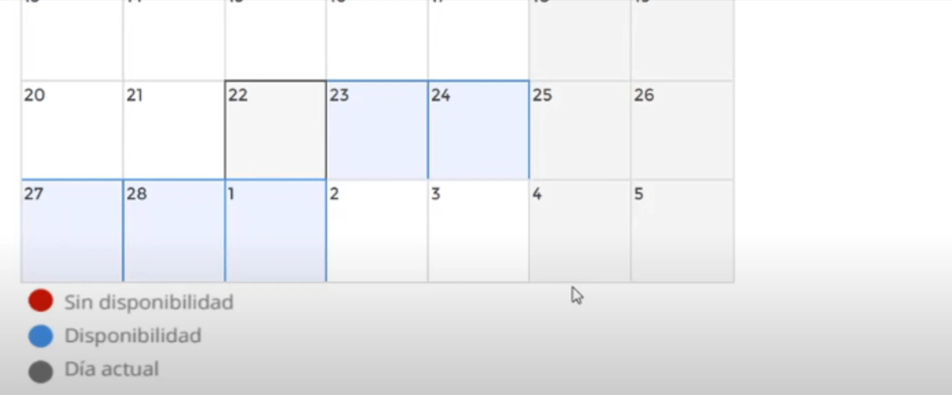 Elegir día disponible cita